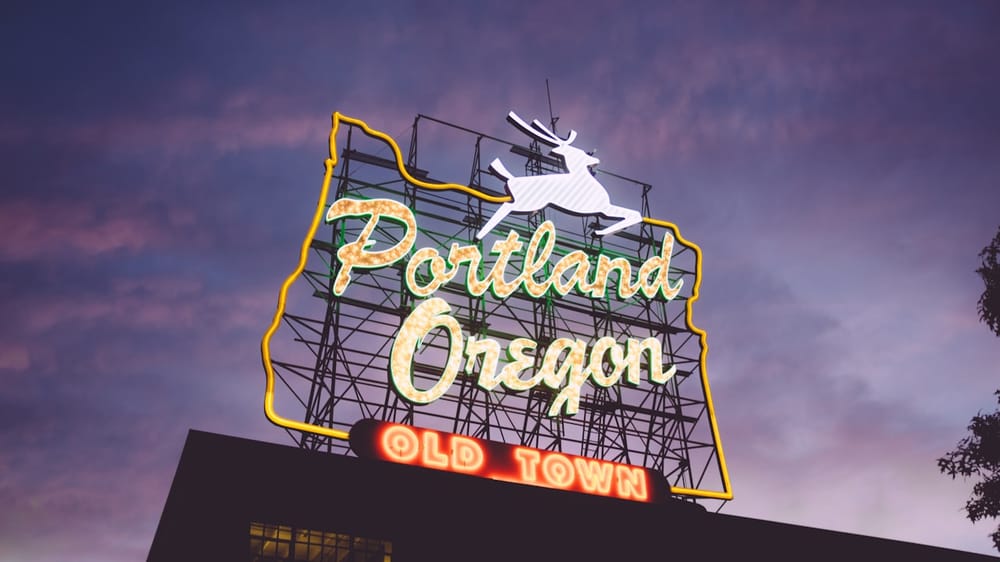 Portland Oregon Old Town neon signage during night time