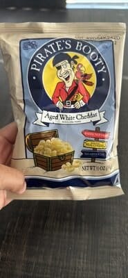 Pirate's Booty (Aged White Cheddar Puffs) packaging
